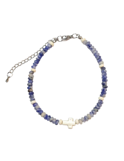 Bracelet 4mm en Pierre coloris Pierre de qingtian, fermoir réglable