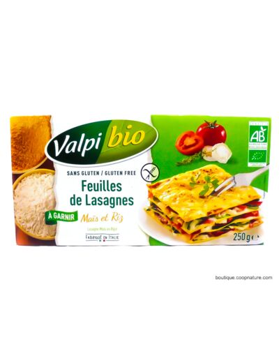 Feuilles de Lasagnes Maïs Riz Sans Gluten Bio 250g