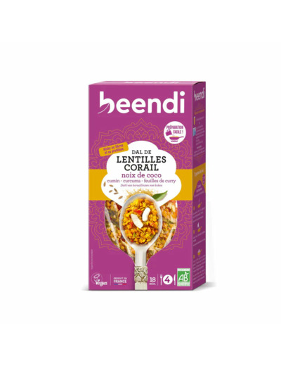Dhal Indien lentilles corail et Coco Bio-Beendi