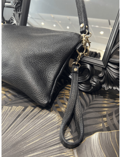 0524 Sac pochette cuir noir