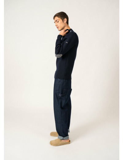 Pull marin Matelot Equipage à coudières contrastées