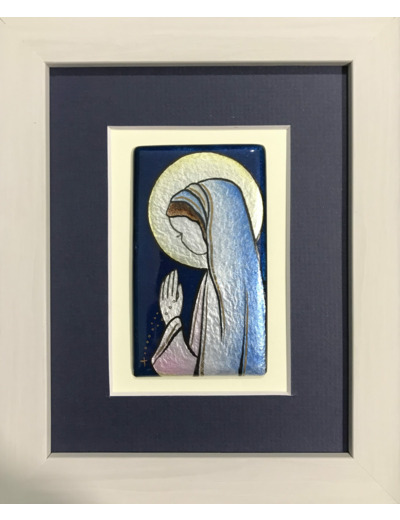 CADRE gris avec VIERGE de la PIETE  9,5x5,5cm - EMAUX DU LIBAN