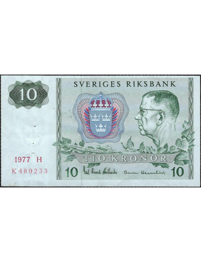 SUEDE 10 KRONOR 1977 Série H TTB+ (W52d)