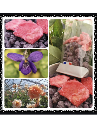 Sachet de violettes et roses cristallisées 🌹