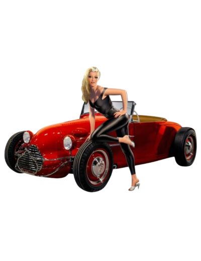 Plaque métal Relief Pin Up Et Hot Rod