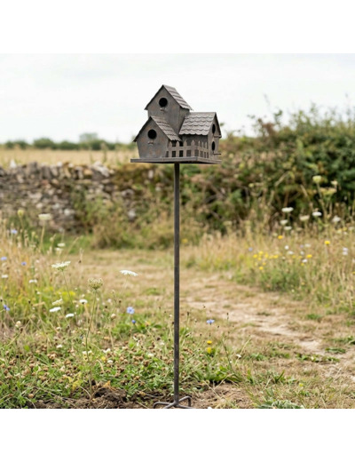 Nichoir oiseaux fer Village 34x31x170cm