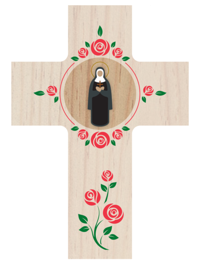 Croix Louange - Sainte Rita - patinée - 14x10cm