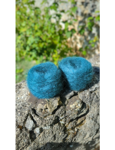 Pelote FLOCON (80% Kid mohair 20% soie) - Bleu paon
