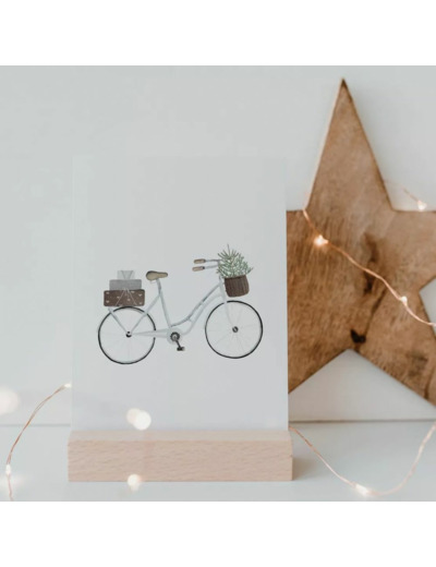 Carte Noël Vélo avec Cadeaux et Sapin de Noël  Aquarelle - Euleunschnitt