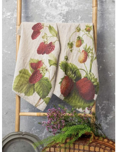 Torchon en lin bio framboise ou fraise