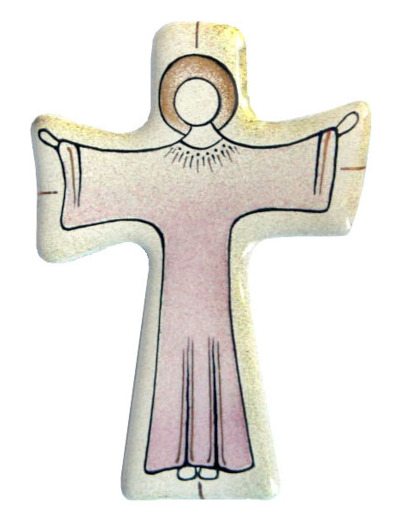 Croix simple rouge/blanc 10,9X7,6cm - EMAUX DU LIBAN