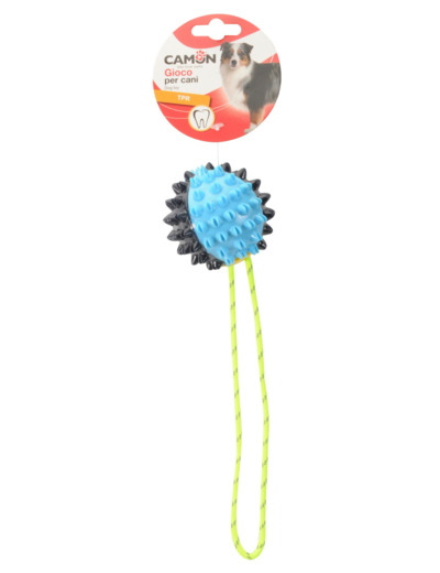 Jouet pour chien, Balle TPR + Corde - Ø7.3cm