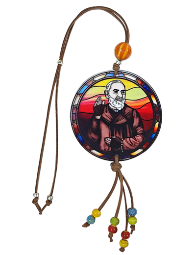 Pendentif pour voiture Acrylique D88mm - PADRE PIO