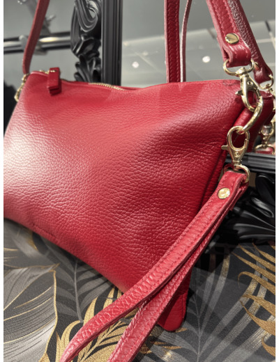 0424 Sac pochette cuir rouge