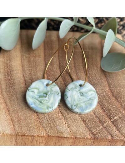 Boucles d'oreille créoles en porcelaine blanche et colorée