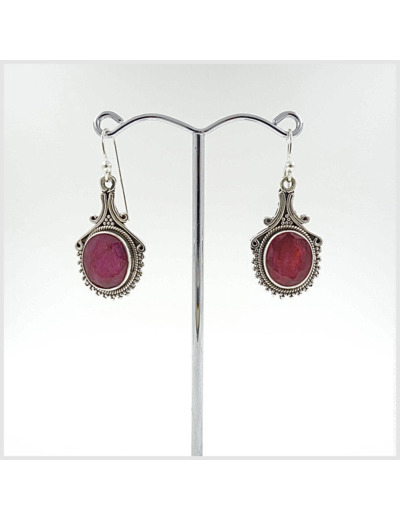 Boucles d'oreilles Rubis et Argent Massif