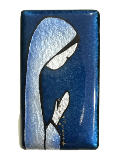 VIERGE en PRIERE 7x4cm - EMAUX DU LIBAN
