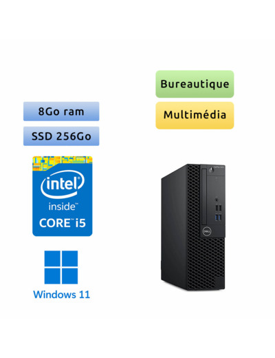 Dell Optiplex 3070 SFF - Windows 11 - i5 8Go 256Go SSD - Ordinateur Tour Bureautique PC