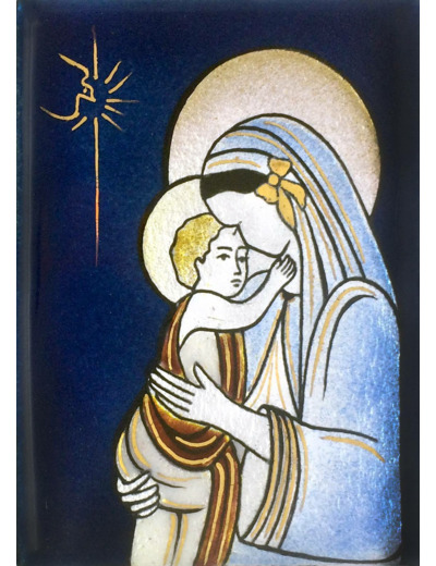 Vierge à la boucle et croix 9,6X6,8cm - EMAUX DU LIBAN