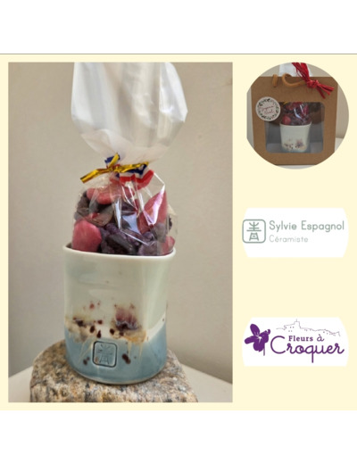 Le Fleuri Gourmand 🌸Tasse en porcelaine et sachet de fleurs cristallisées