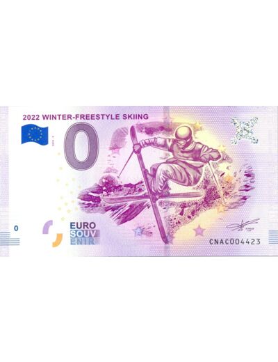 CHINE 2018-3 2022 WINTER FREESTYLE SKIING BILLET SOUVENIR 0 EURO TOURISTIQUE