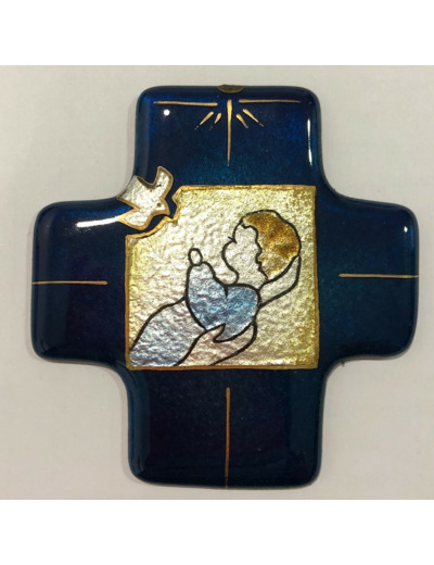 Croix BAPTEME 7,7x8cm - EMAUX DU LIBAN