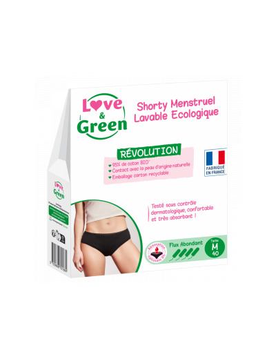 Shorty Menstruel Lavable Ecologique Taille 40 Flux abondant