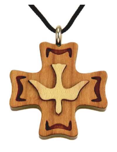 Croix en Bois d'Erable Vernis 2,8cm avec Cordon - COLOMBE RELIEF