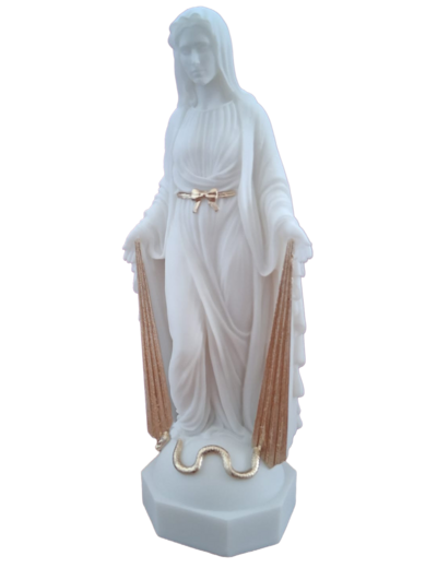 Vierge Miraculeuse avec Rayons - Statue en Albatre 17cm -Avec Dorure