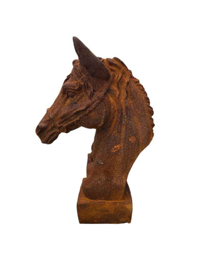 Tête de cheval fonte rouille 41x30x13cm