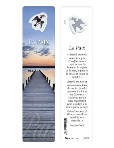 Signet plastifié avec médaille sous sachet- LA PAIX