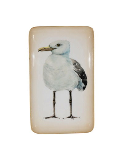 Plateau mouette blanc métal 16x26x26cm