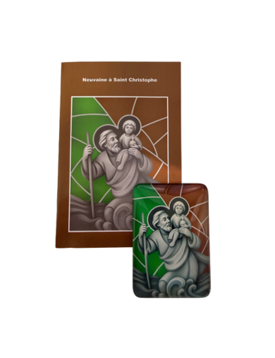 Magnet en Verre 48x68mm + Livret Neuvaine - Saint Christophe