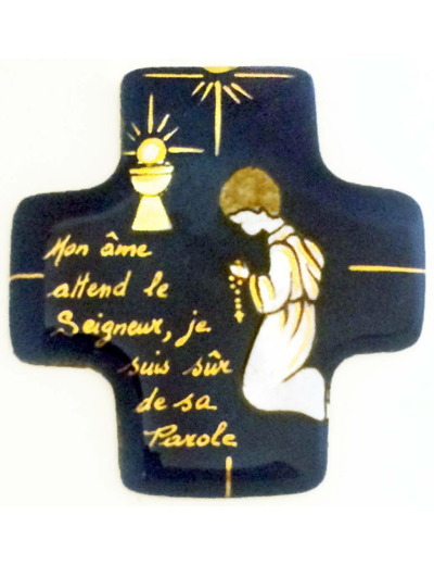 Communiant agenouillé bleu 7,7X8cm - EMAUX DU LIBAN