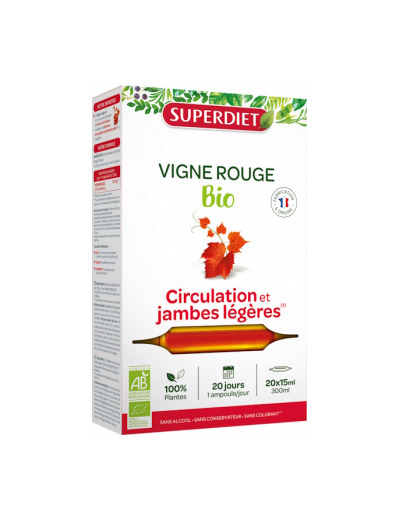 Vigne rouge Bio 20 ampoules de 15ml