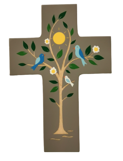 Croix - Allégresse de la vie - galet - 14x10cm