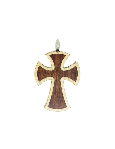 Croix en Bois d'Erable Vernis 3,2cm avec Cordon - 2 TONS