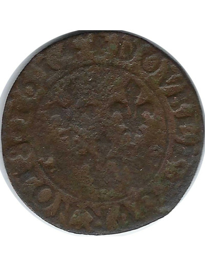 LOUIS XIII (1610-1643) DOUBLE TOURNOIS 1614 T (Nantes) B+