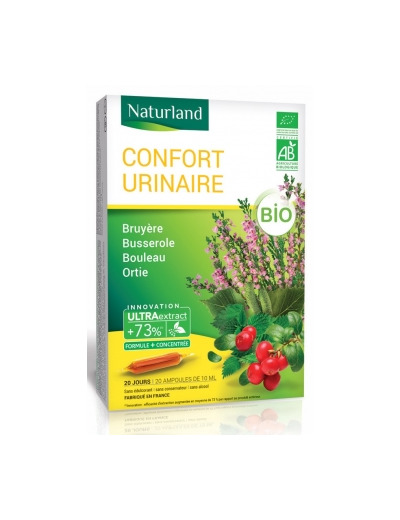 Confort urinaire Bruyère Busserole Bouleau Ortie Bio 20 ampoules