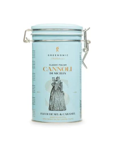 Boite Métal Cannoli Fleur de Sel et Carmel 200g