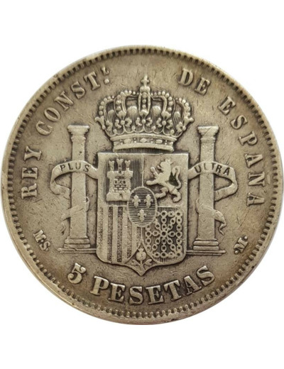 ESPAGNE 5 PESETAS 1885 (85) MSM ALFONSO XII TB+