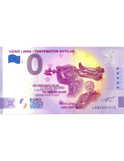 FINLANDE 2020-1 VAINO LINNA VERSION ANNIVERSAIRE BILLET SOUVENIR 0 EURO