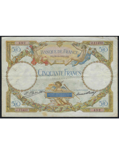 FRANCE 50 FRANCS L.O. MERSON 20-10-1932 J.11452 TTB