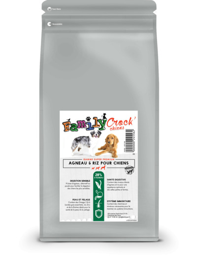 Croquettes SUPER PREMIUM à l'agneau & riz pour chiens adultes - 2 formats