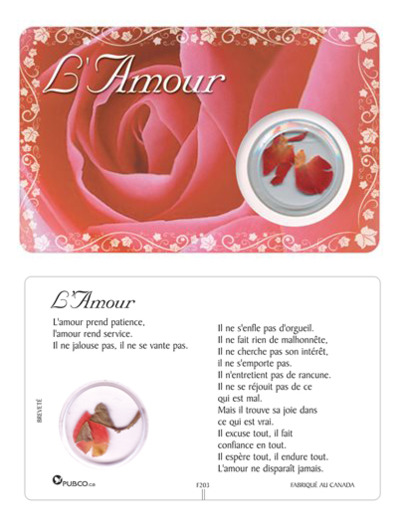 Carte-prière avec insertion AMOUR