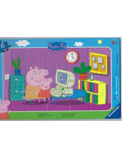 PUZZLE 15 PIECES PEPPA PIG DEVANT L'ORDINATEUR de chez RAVENSBURGER NEUF