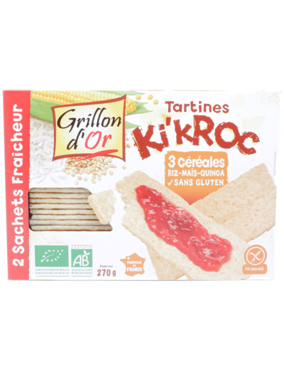 Tartines Ki'Kroc 3 céréales Sans Gluten Bio 270g