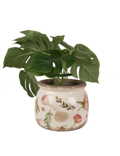 Pot de fleurs intérieur céramique beige rose 13x16x16cm