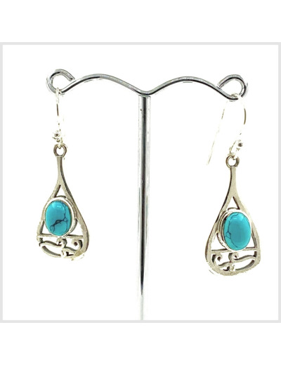 Boucles d'oreilles Turquoise et Argent Massif