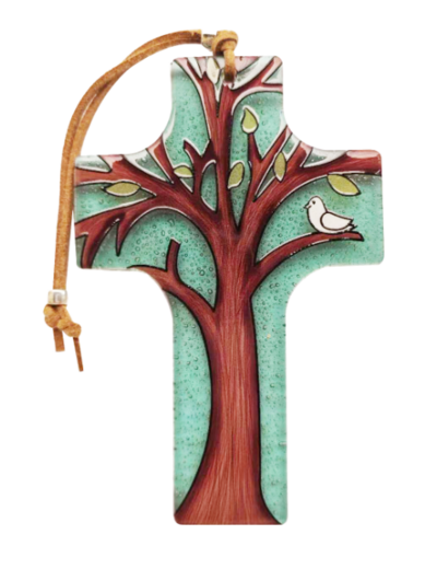 Croix en verre 8x12cm- ARBRE DE VIE